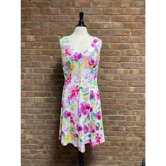 Chaps Floral Sleeveless Fit & Flare Dress Size 12 - Picture 2 of 6